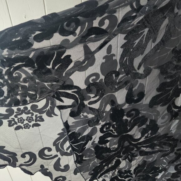 Black Velvet Brocade Burnout Asymmetrical Hem Dress - Worn once! Sz 16 - Picture 5 of 5